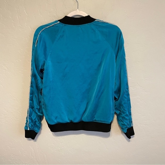 Opening Ceremony Silk Aqua Crushed Velvet Reversible Bomber Jacket Size XS - Picture 5 of 12